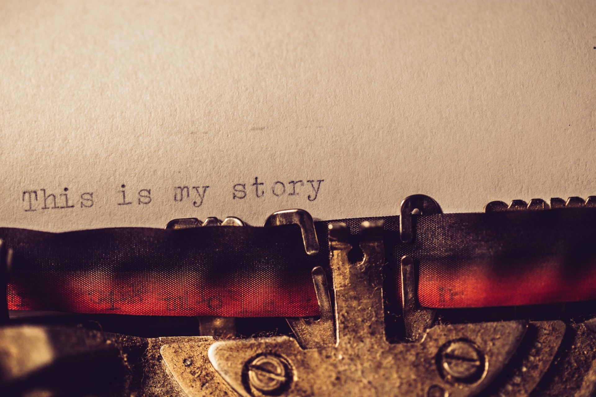 'This is my story' typed using an old typewriter